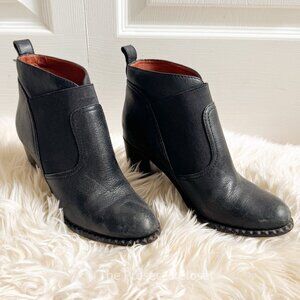 Marc by Marc Jacobs Leather Ankle Boots Black with Carved Wood Detailing (36.5)
